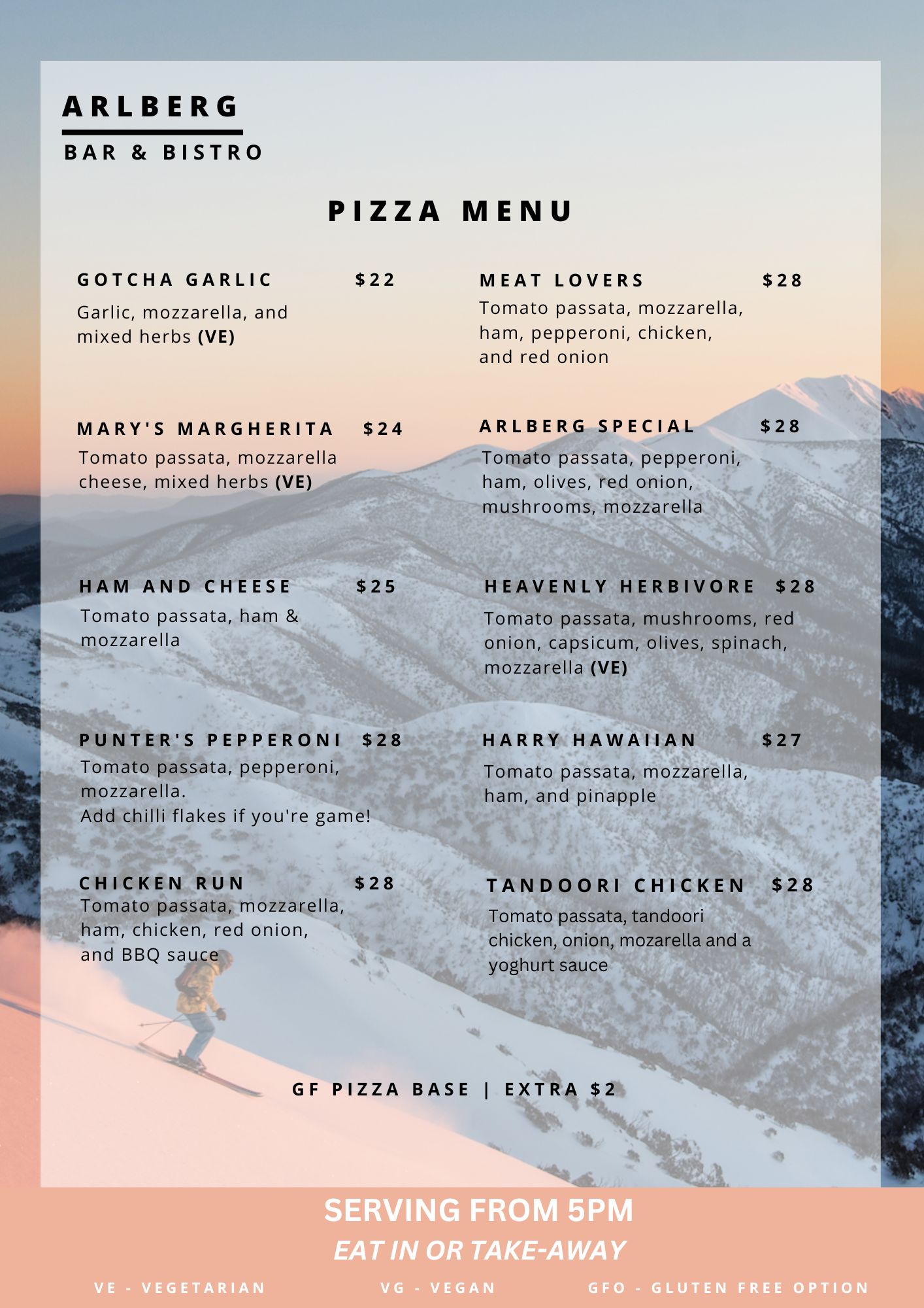 Pizza Menu